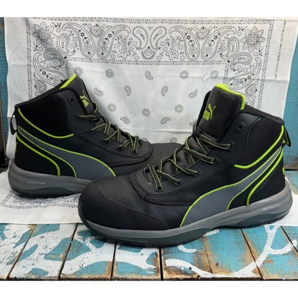 Puma Rapid Mid Safety Boots Fiberglass Cap Toe ASTM EH Slip/Oil Resistant Sz12 - Picture 1 of 10